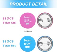 72 Pieces Gender Reveal Decorations with Silicone Wristbands and Button Pins