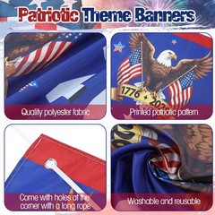 Peryiter 3 Pcs 250th Anniversary Banners American Patriotic red, white, blue