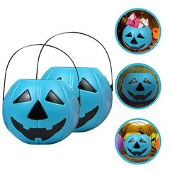 2 Pcs Pumpkin Containers for Candy Trick Treat Bucket Pail Kids Halloween