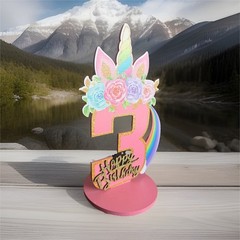 Unicorn Birthday Party Table Decoration Age 3 Pink Wood Floral Nature Theme