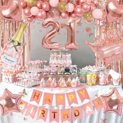21st Birthday Decorations for Her – Rose Gold Party Supplies for Women Girls,…