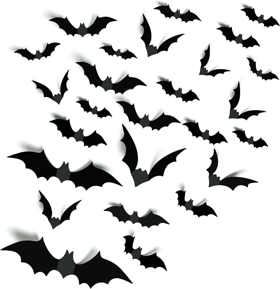 Halloween Party Supplies Hallween Decorations Bats Wall Decor 140PCS Black