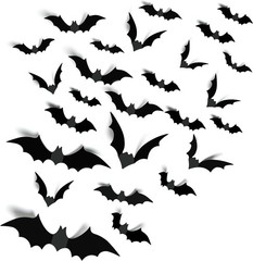 Halloween Party Supplies Hallween Decorations Bats Wall Decor 140PCS Black