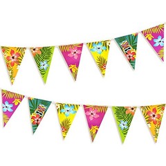 Hawaiian Luau Bunting 2 Pack, Tropical Banner 6m, Beach Decor