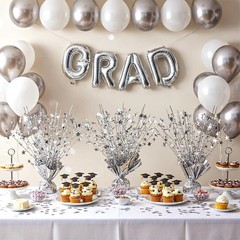 12 PCS Silver Glitter Metallic Foil Spray Star Burst Table Centerpiece Decor