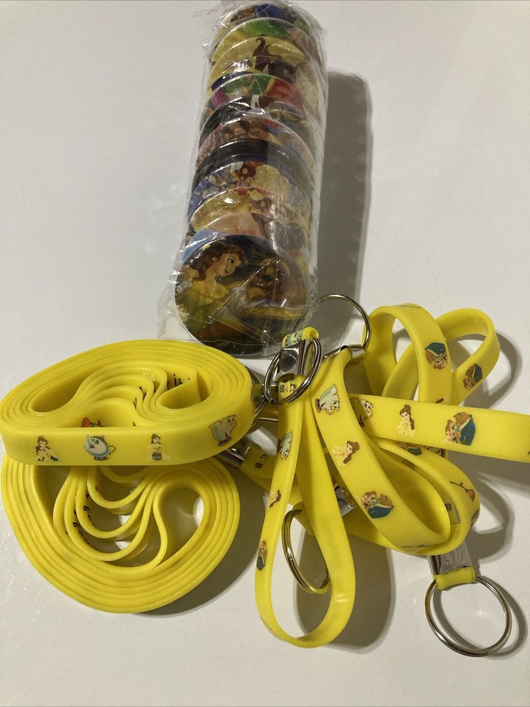 New Beauty and the Beast 12 bracelets & 12 Pins & 6 Keychains party supplies set