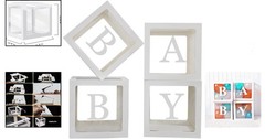 Charming Baby Shower Decoration Blocks with Letters ‘B’,’A’,’B’,’Y’ – 4pcs Set