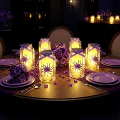 12 Sets Princess Sun Lantern with LED Candles for Centerpieces Purple Princes…