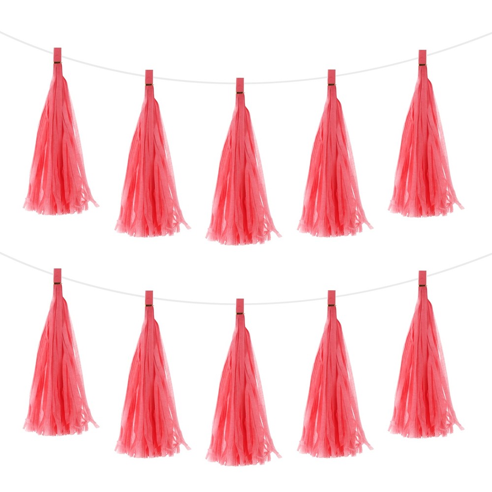30Pcs Light Red Tassel Garland Banner with Rope