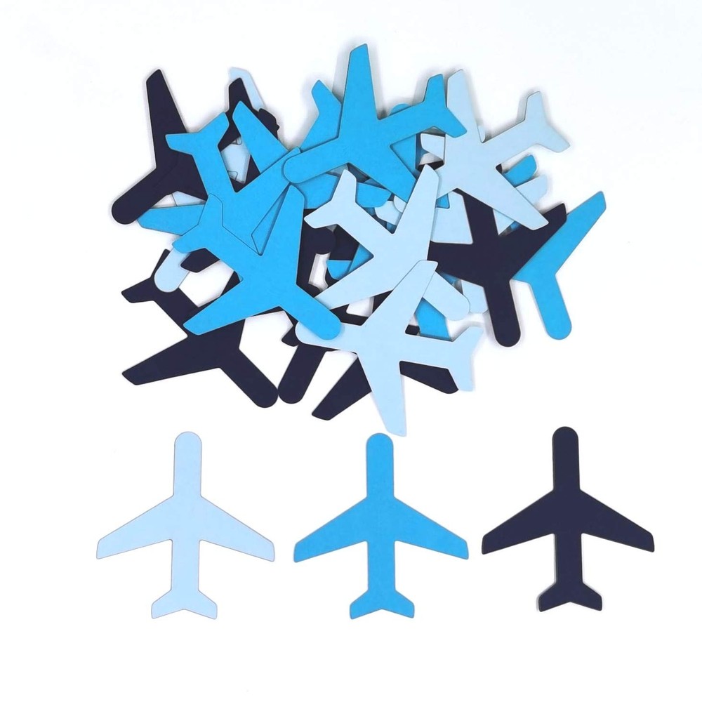 90 PCS Blue Cardstock Plane Table Confetti Mixed Colors Airplane Paper Scatter