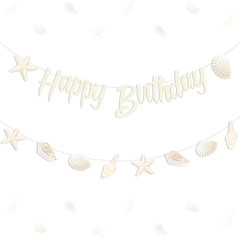 Sea Shell Happy Birthday Banner Beach Seashell Birthday Decorations Garland Beac