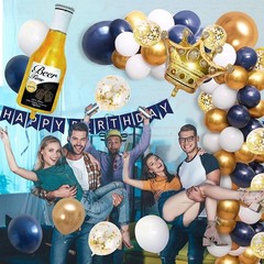 Navy Blue Gold Birthday Party Decorations for Men Women Boys Girls with HAPPY…