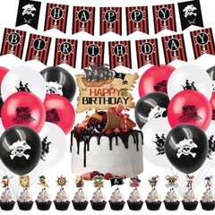 Cool Pirate Birthday Party Backdrop Banner Balloon Tableware Treasure Hunt Decor