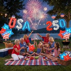 16 Pcs Fourth of July Decorations Balloons Kit, Patriotic Red White Blue USA Sta