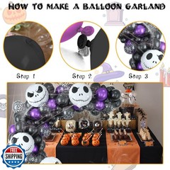 Halloween Decorations Balloon Arch Garland Kit, 101pcs Metallic Purple and Ma