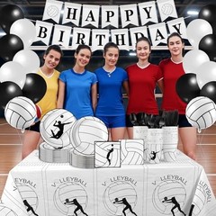 143 Pcs Volleyball Birthday Party Supplies – Plates, Cups, Napkins, Balloons & M