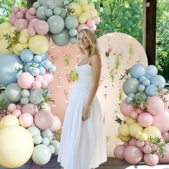 Pink Blue Yellow Pastel Balloon Arch Kit, 124Pcs Macaron Light Pink Blue Yell…