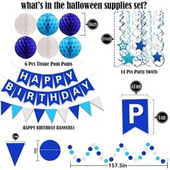 Happy Birthday Banner Decorations Honeycomb Balls Confetti Streamers Bunting Set