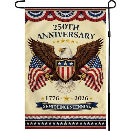 250th Anniversary Garden Flag 18×12 patriotic USA flag Fourth of July outdoor…