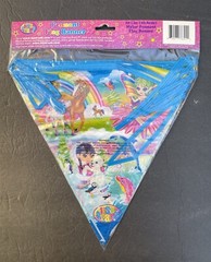 Vtg Lisa Frank Mylar Pennant Flag Banner (Blue Top) Horse Fairy Eskimo Dolphin