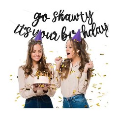 BEISHIDA Black Go Shawty It’s Your Birthday Banner – NO DIY – Hip Hop Theme G…