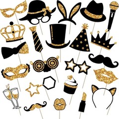 24 Pcs Funny Photo Booth Props Birthday Wedding Family Class Reunion Prom Dis…