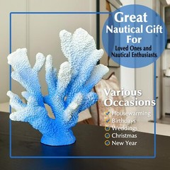 SANTORINI BLUE CORAL REEF DECOR FOR HOME FAUX CORAL REEF BEACH CENTERPIECE ROOM