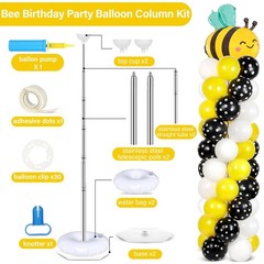 2 Sets Bee Birthday Party Balloon Column Stand Kit With 102 Bumble Bee Foil 5…