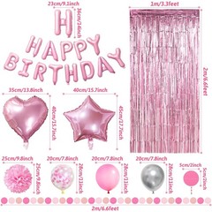 Pink Happy Birthday Party Decorations for Baby Girls Women Party