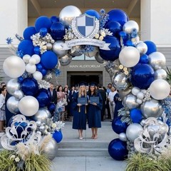 Navy Blue White Balloons Royal Blue Silver Balloon Garland Arch Kit for Birth…