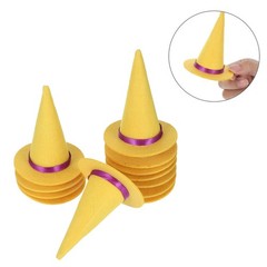 12Pcs Mini Felt Witch Hats Reusable Halloween Bottle Toppers Yellow Party Decor
