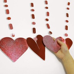 Cheerland Glitter Red Heart Garlands Valentines Day 1 Count (Pack of 1),
