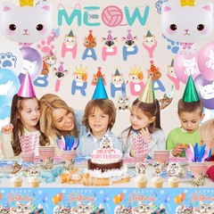 178 Cat Birthday Party Decorations Kitten Supplies Tableware Set Balloons Plates