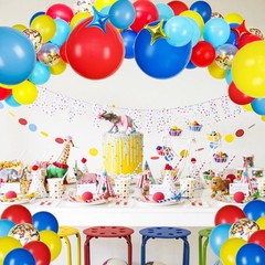 Carnival Balloon Arch Kit with 123pcs Red Blue Yellow Rainbow Latex Confetti …