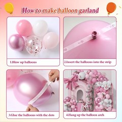 152Pcs Pastel Light Pink White Metallic Pink Balloon Arch Garland Kit,Pink Wh…