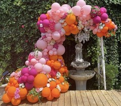 Pink and Orange Balloon Arch Kit, 161Pcs Hot Pink Orange Metallic Gold Latex …