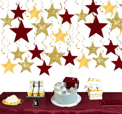 Burgundy Gold Graduation Decorations Class of 2026/Maroon Gold Graduation Star P