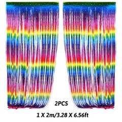Party Decorations, Colourful Rainbow Foil Fringe Curtain Fiesta Hanging Paper…