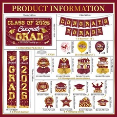 Graduation Decorations 2026 Maroon and Gold Graduation Party Decor Set includ…
