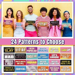 24 Designs Fun Photo Booth Props Fun Colorful Party Sign Decor Double Sided 11×5