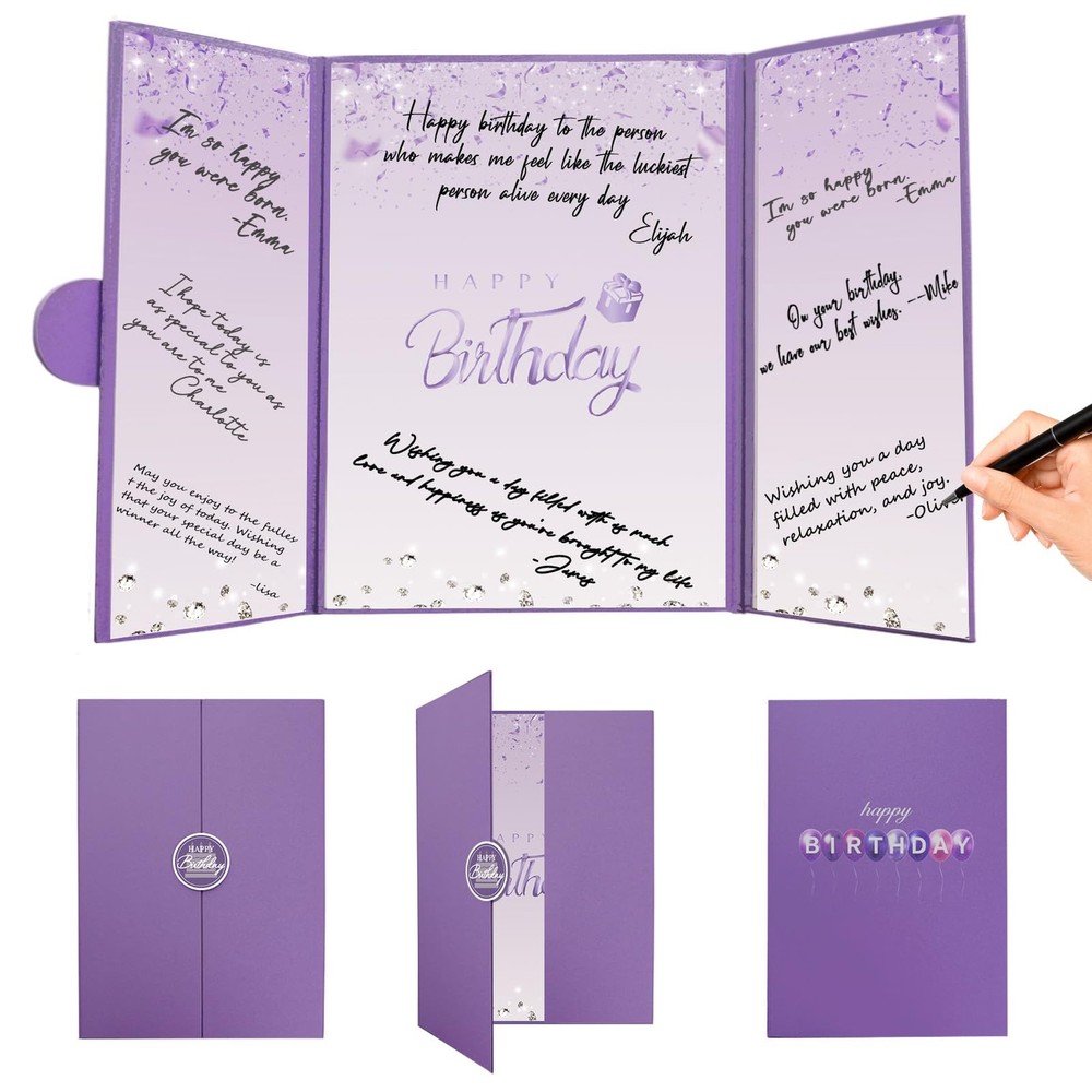Birthday Decorations Guest Book lbs Purple Signature native lbs 12×18