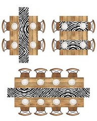 Zebra Table Runner Black and White Striped Texture for 72 inches Black Lines