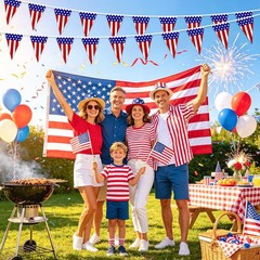 4 Pack American Flag Pennant Banner Paper, 35FT Pre-Strung Patriotic Triangle…