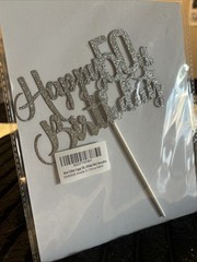 Silver Glitter Happy 50th Birthday Party Decoration (NEW in Package Sealed)