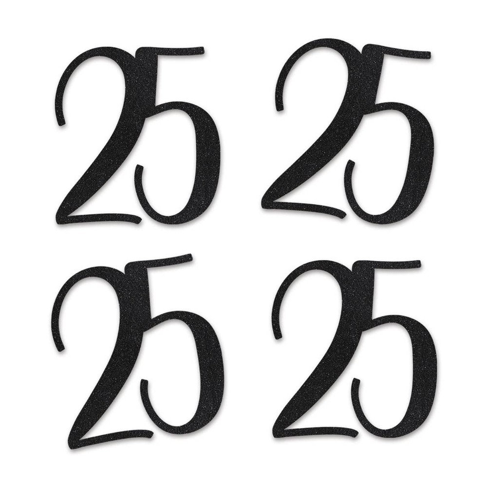 Black Glitter 25 CutOut Numbers Birthday Anniversary Party Decoration