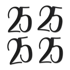 Black Glitter 25 CutOut Numbers Birthday Anniversary Party Decoration