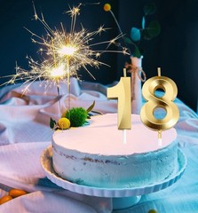Gold Glitter 18 Cake Topper Candles – Smokeless & Eco-Friendly Party Decor