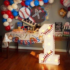 Big 3ft Baseball Marquee Number 1 with Lights – Kid’s Birthday Essential