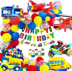 Decoracion De Cumpleaños Globos Para Niños Transporte Vehiculos Primeros 40 Set