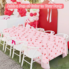 3Pcs Cherry Birthday Decorations Tablecloths, Large Size Cherry and Bows Birthda